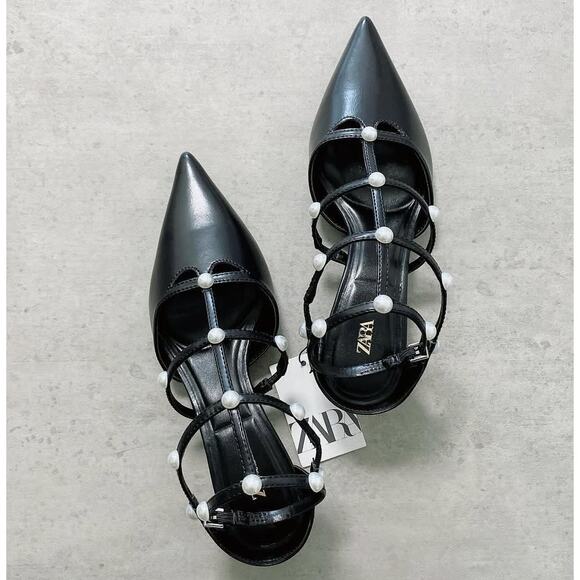 RARE!!! ZARA Strappy Embellished Heels NWT - Picture 4 of 16